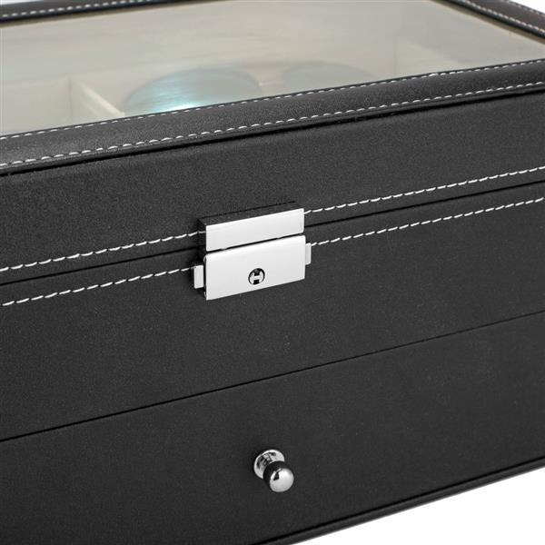 12-Piece Lockable Leather Eyeglasses Display Case