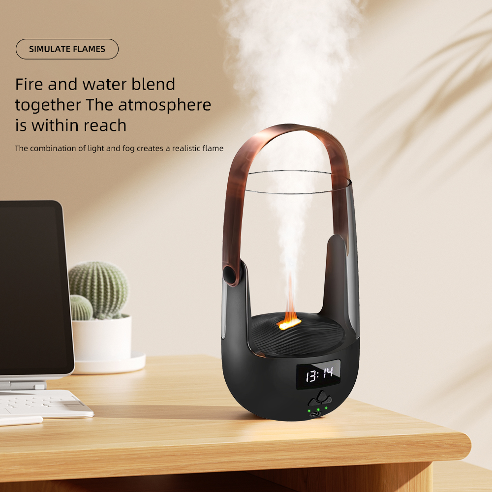 Flame Effect Aroma Diffuser — Ultrasonic Cool Mist Humidifier with LED Fire Glow