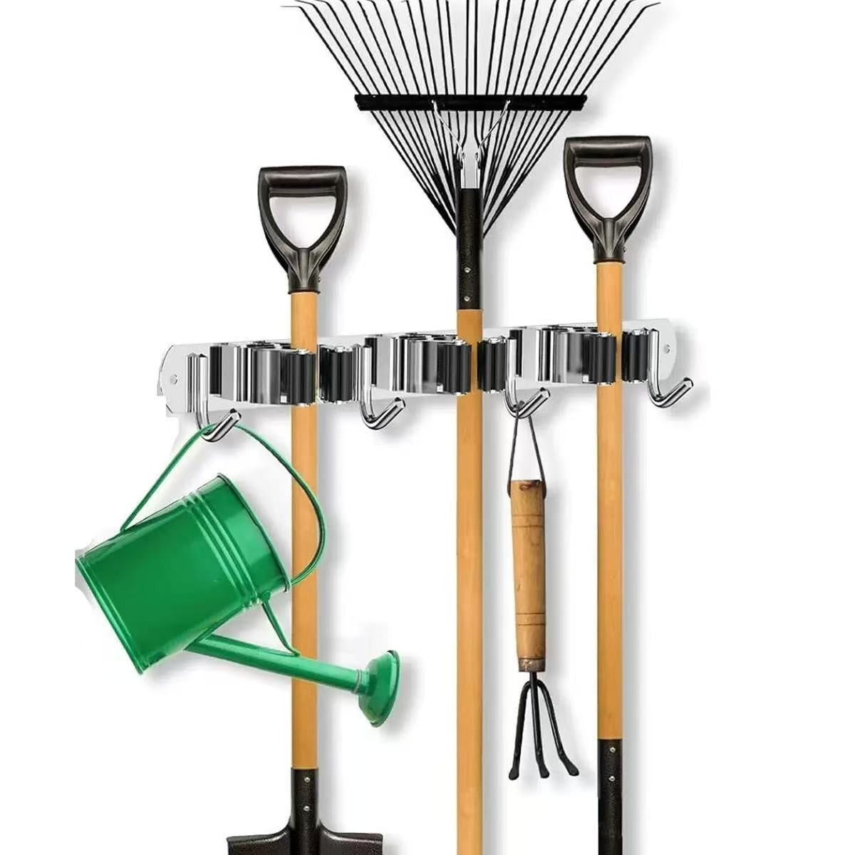 Wall-Mount Broom & Mop Holder — Garage/Kitchen Tool Organizer