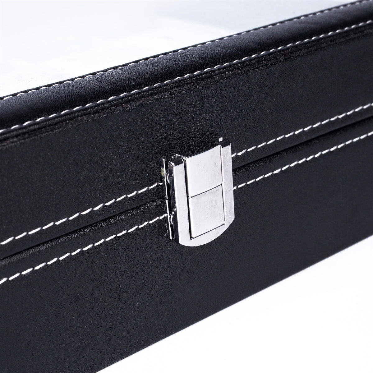 12-Slot Glass-Top Leather Watch Display Box