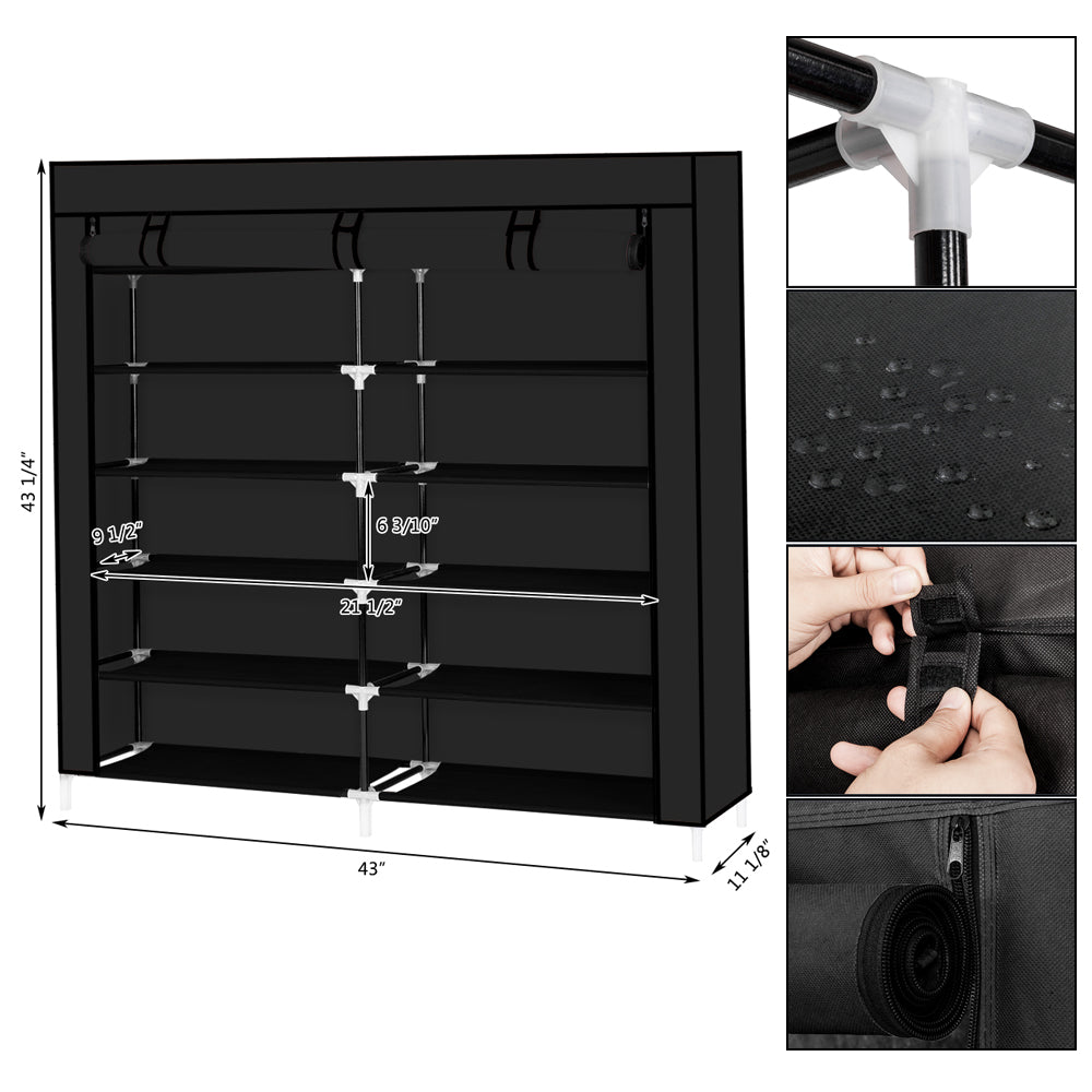 7-Tier Portable Shoe Rack with Fabric Cover