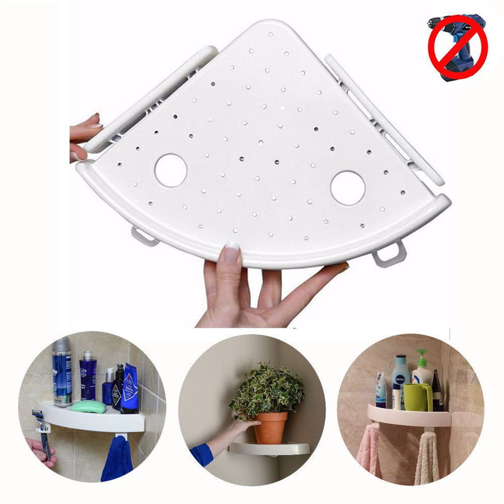 No-Drill Adhesive Bathroom Corner Shelf Organizer