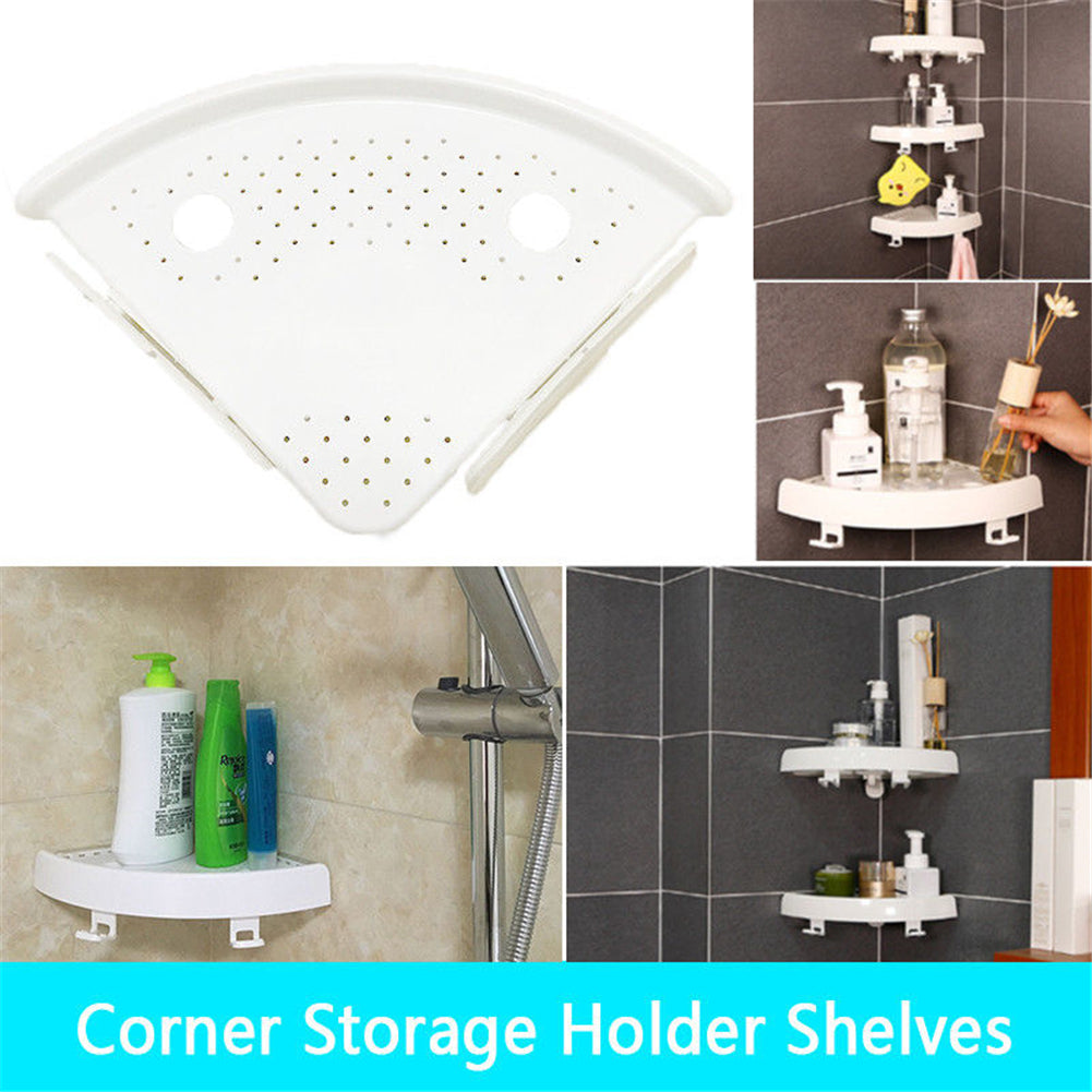 No-Drill Adhesive Bathroom Corner Shelf Organizer