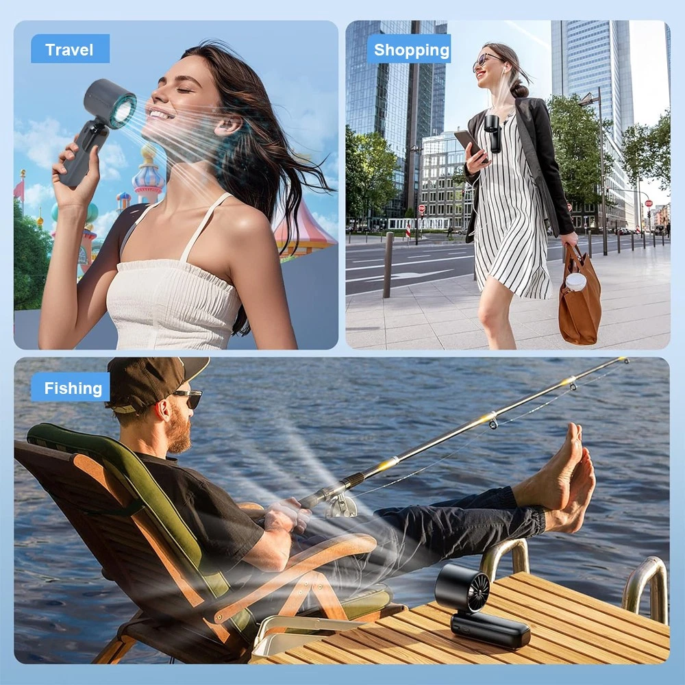 Turbo Handheld Fan with Ice Cooling & LED Display — 100-Speed Rechargeable Portable Fan, 90° Foldable, USB-C Fast Charging