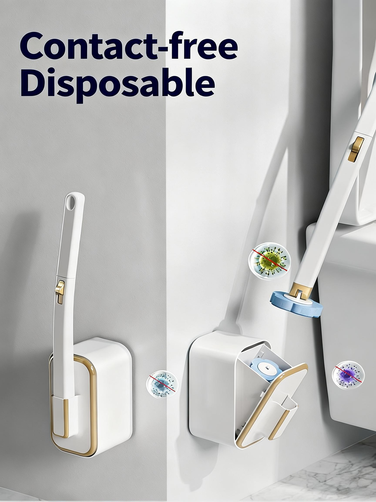 Wall-Mounted Toilet Brush and Plunger Set