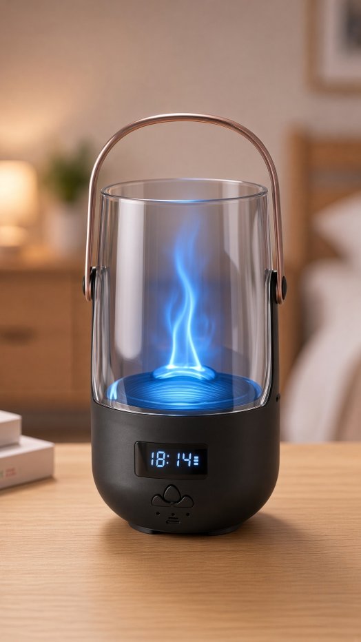 Flame Effect Aroma Diffuser — Ultrasonic Cool Mist Humidifier with LED Fire Glow