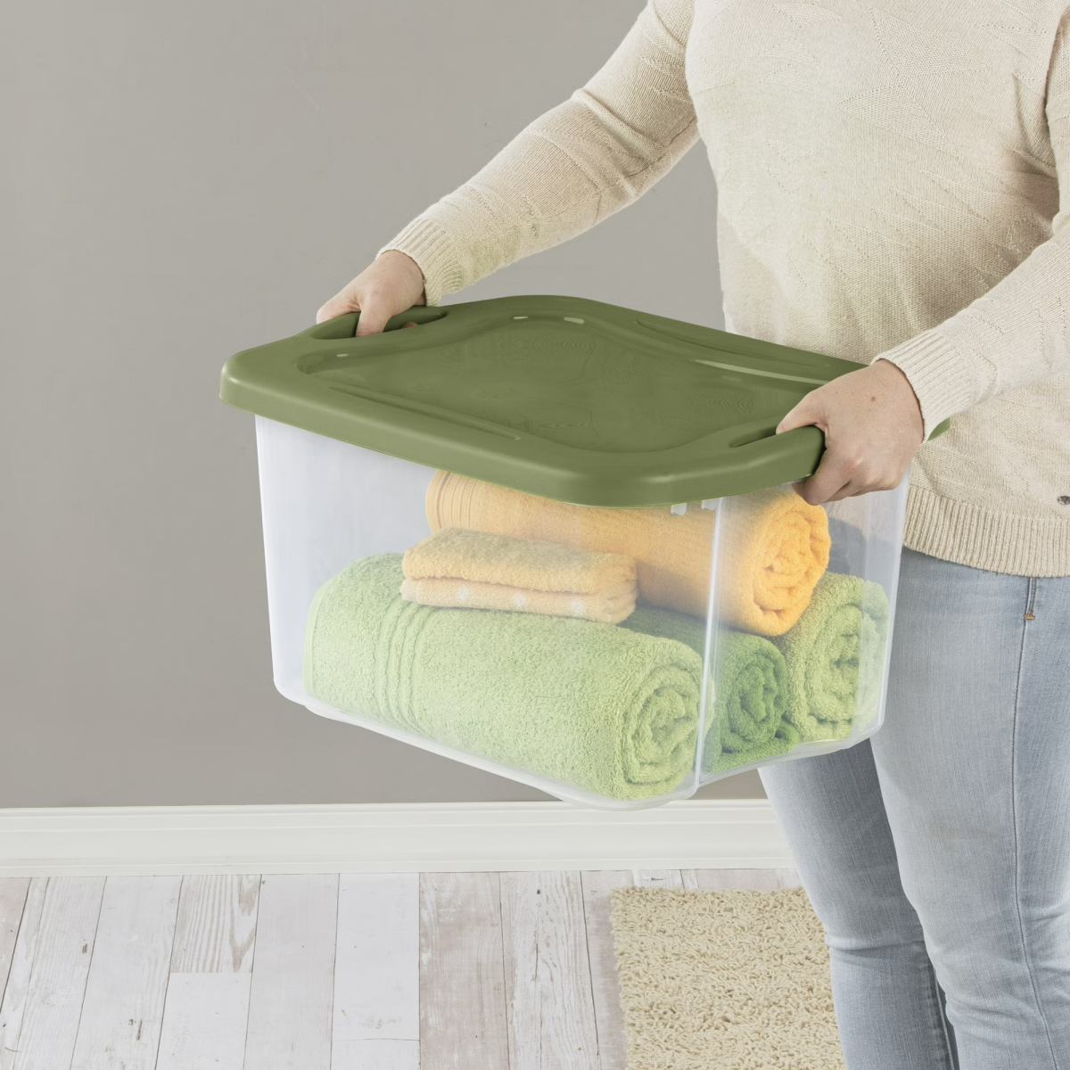 40-Quart Clear Storage Bin with Full-Grip Handles