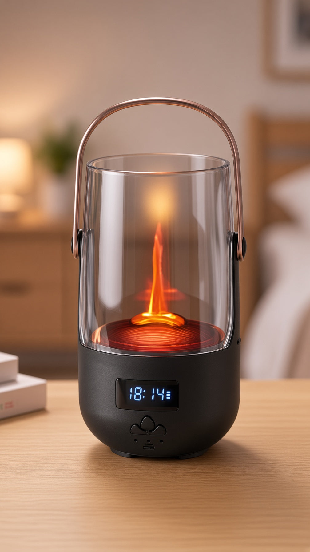 Flame Effect Aroma Diffuser — Ultrasonic Cool Mist Humidifier with LED Fire Glow
