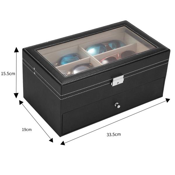 12-Piece Lockable Leather Eyeglasses Display Case