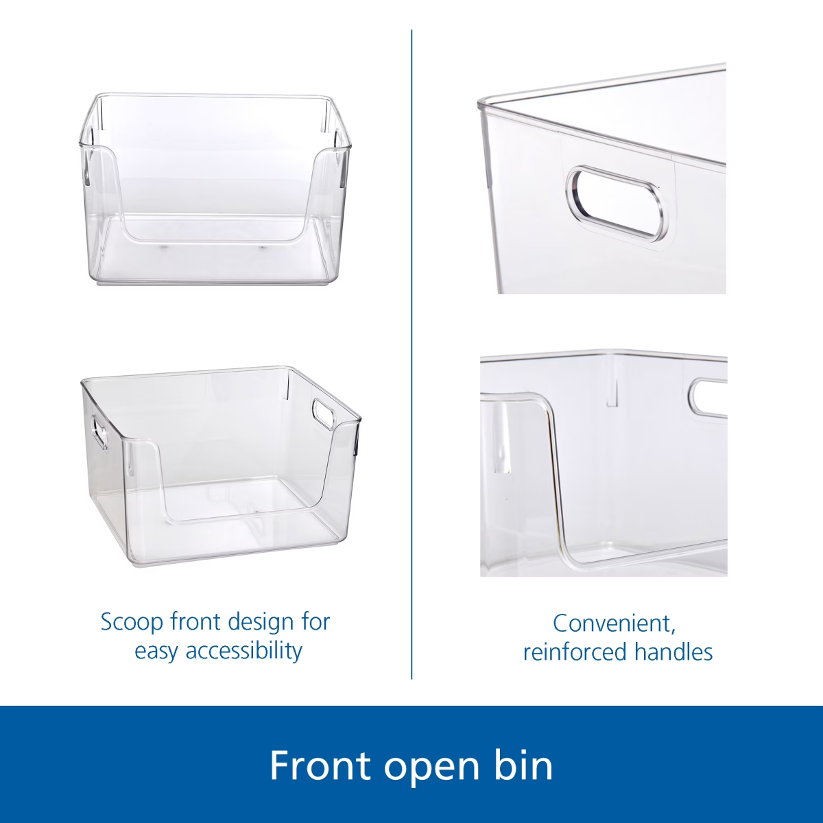 Clear Open-Front Stackable Pantry Organizer Bin