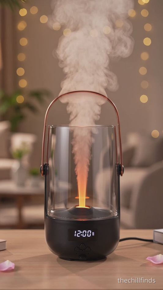 Flame Effect Aroma Diffuser — Ultrasonic Cool Mist Humidifier with LED Fire Glow